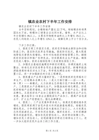 镇农业农村下半年工作安排 