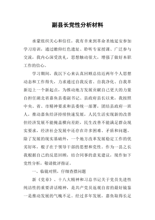 副县长党性分析材料