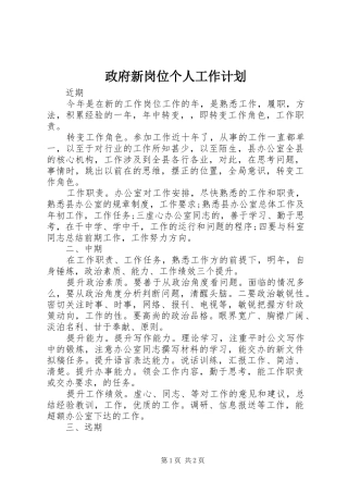 政府新岗位个人工作计划 