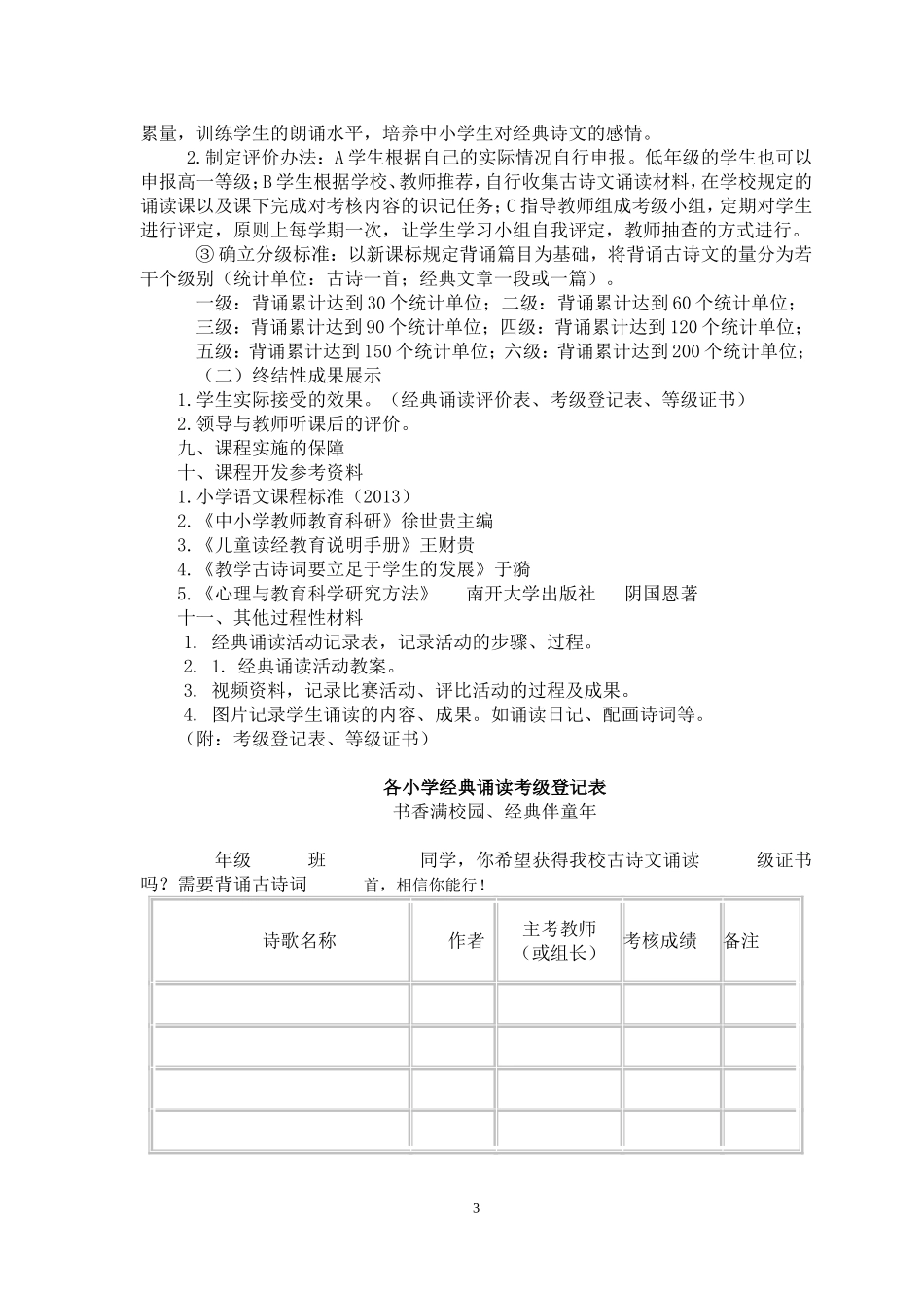 小学经典诵读校本课程开发实施方案_第3页