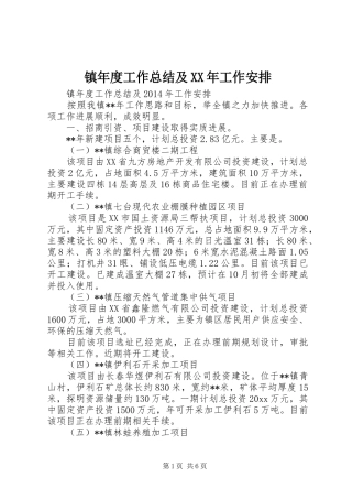 镇年度工作总结及XX年工作安排 