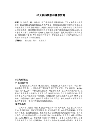 狂犬病的预防与健康教育