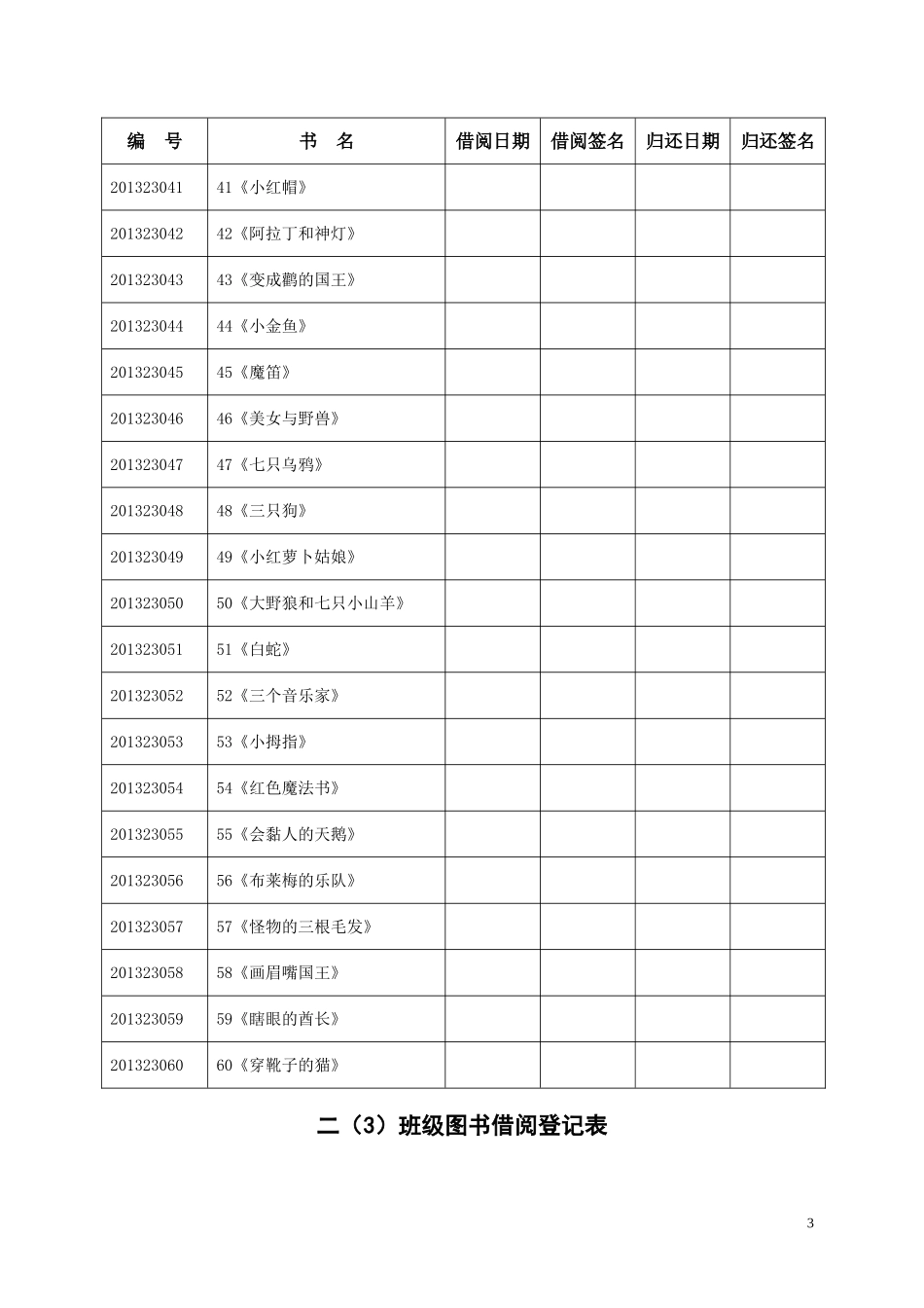 二(3)班级图书借阅登记表_第3页