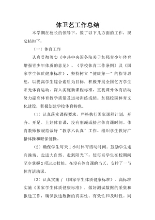 体卫艺工作总结