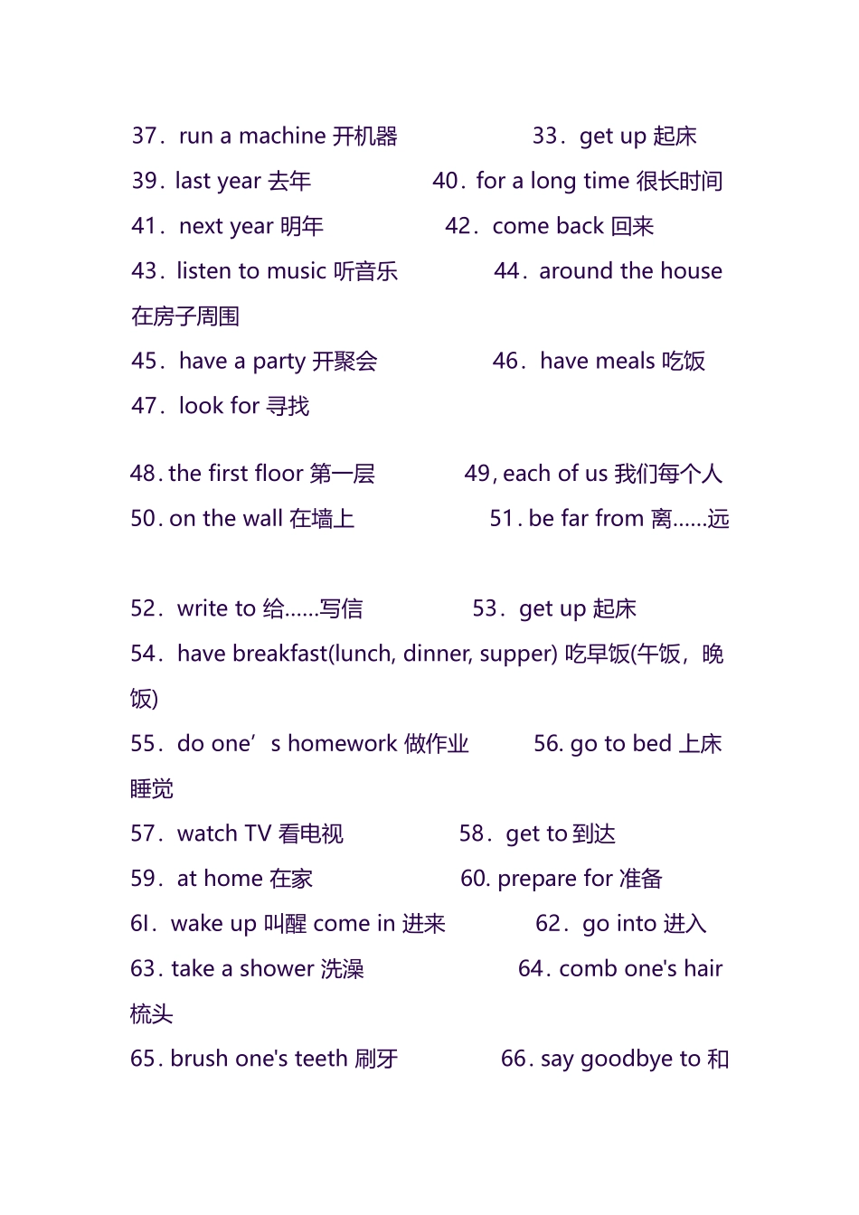 人教版初中英语必备短语大全_第3页