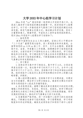 大学20XX年中心组学习计划
