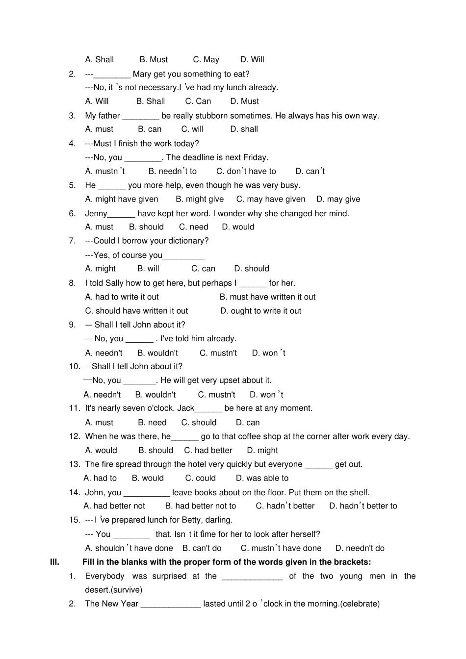 人教版高中英语必修三U2B3_第2页