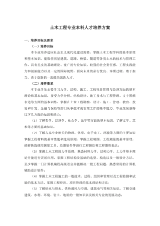 土木工程专业本科人才培养方案