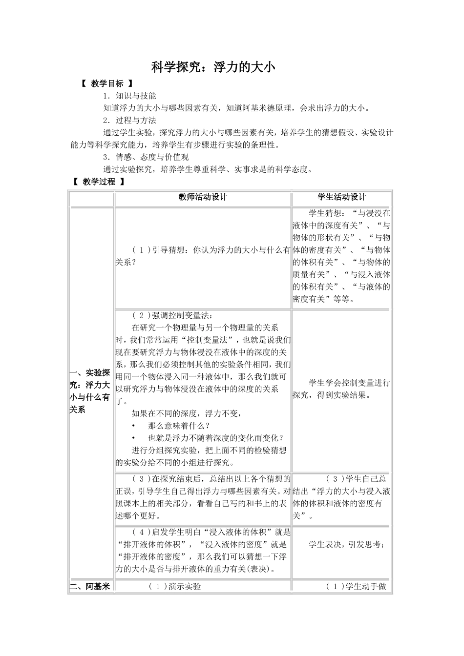 《科学探究：浮力的大小》教案4_第1页
