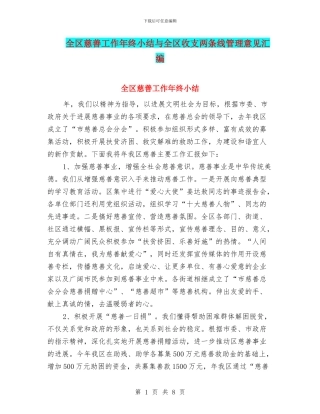 全区慈善工作年终小结与全区收支两条线管理意见汇编