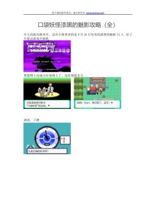 口袋妖怪漆黑的魅影攻略(全)