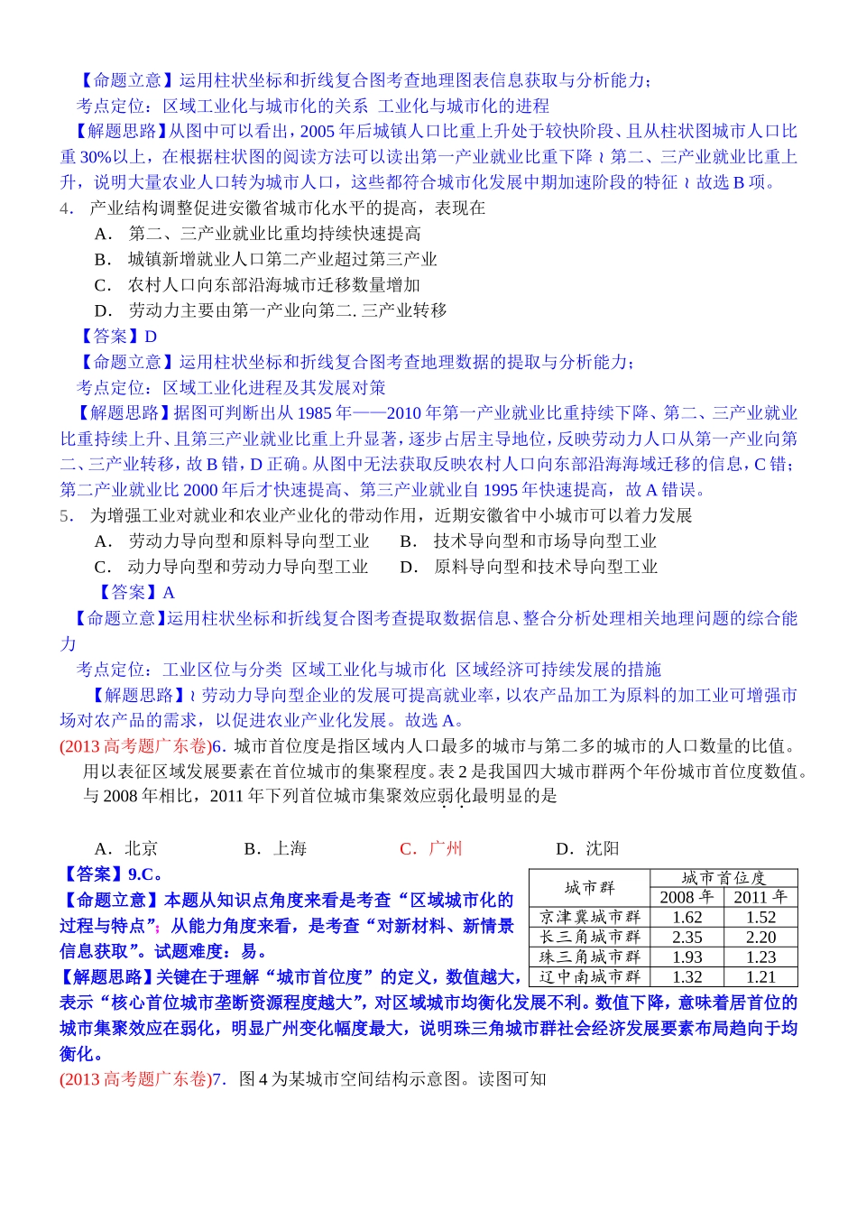 2014高考地理试题分类解析—专题8城市与城市化_第2页