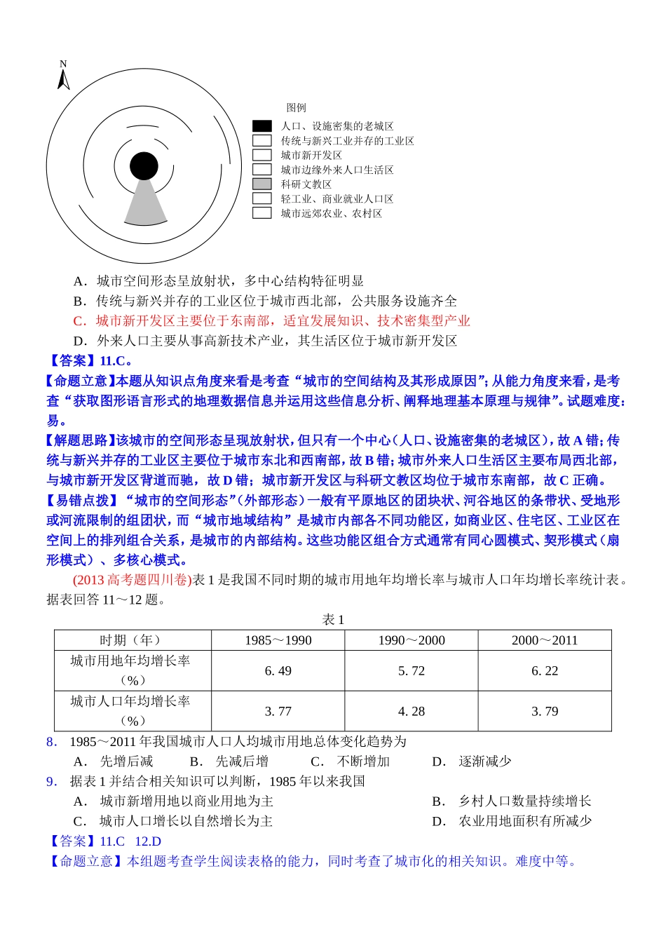 2014高考地理试题分类解析—专题8城市与城市化_第3页