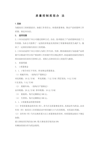 纸箱厂质量控制奖惩办法