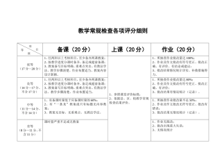 教学常规检查各项评分细则