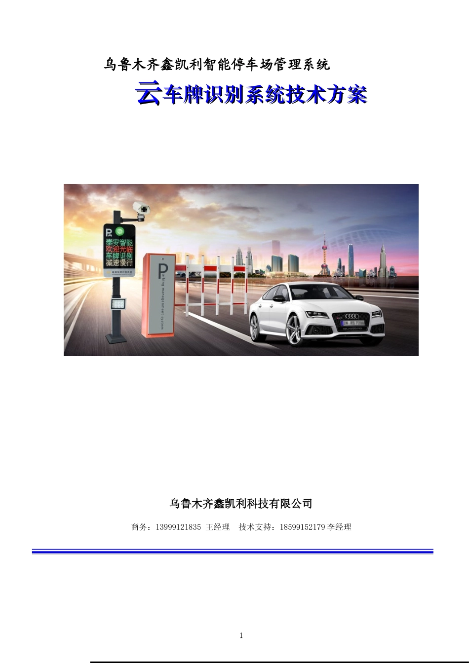 智能车牌识别技术方案书(云车牌管理)_第1页