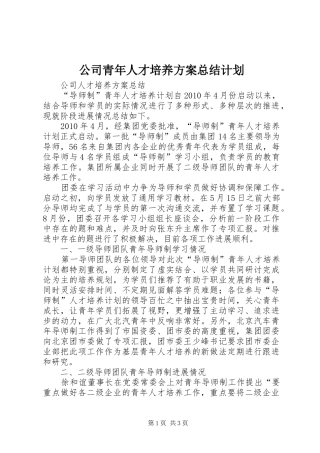 公司青年人才培养方案总结计划_1 