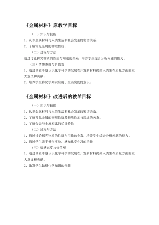《金属材料》原教学目标与修改