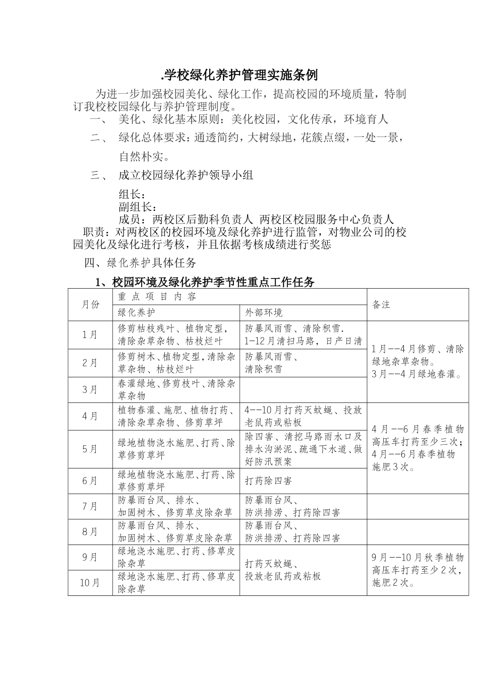 学校绿化养护管理实施条例_第1页
