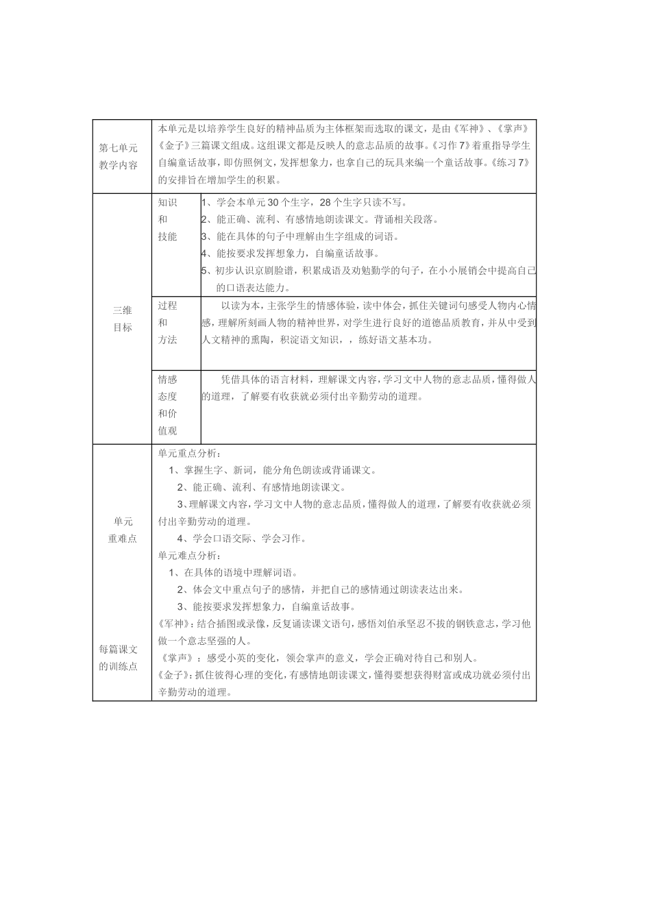 三年级语文上册第七单元教学目标对比_第2页