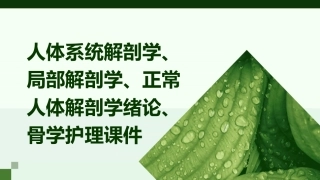 人体系统解剖学局部解剖学 正常人体解剖学绪论骨学护理课件