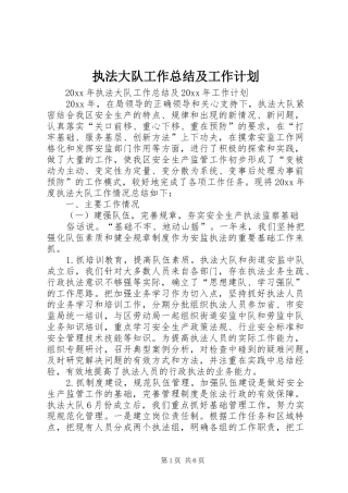 执法大队工作总结及工作计划 