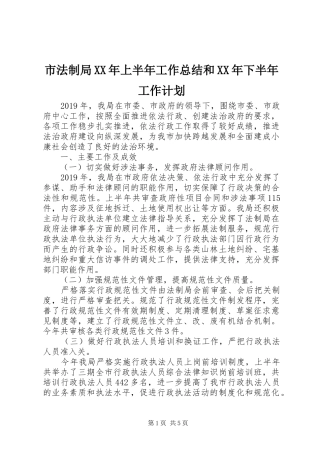 市法制局XX年上半年工作总结和XX年下半年工作计划 