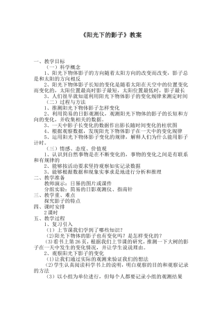 《阳光下的影子》教案