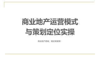 商业地产运营模式与策划定位实操(收藏版)