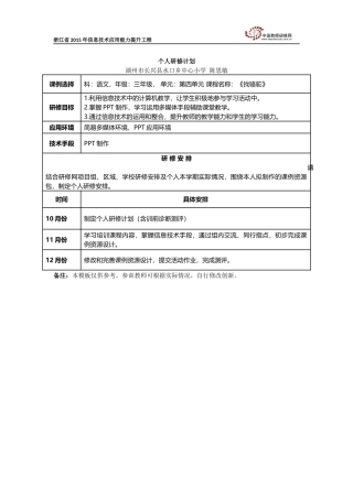 陈思敏个人研修计划