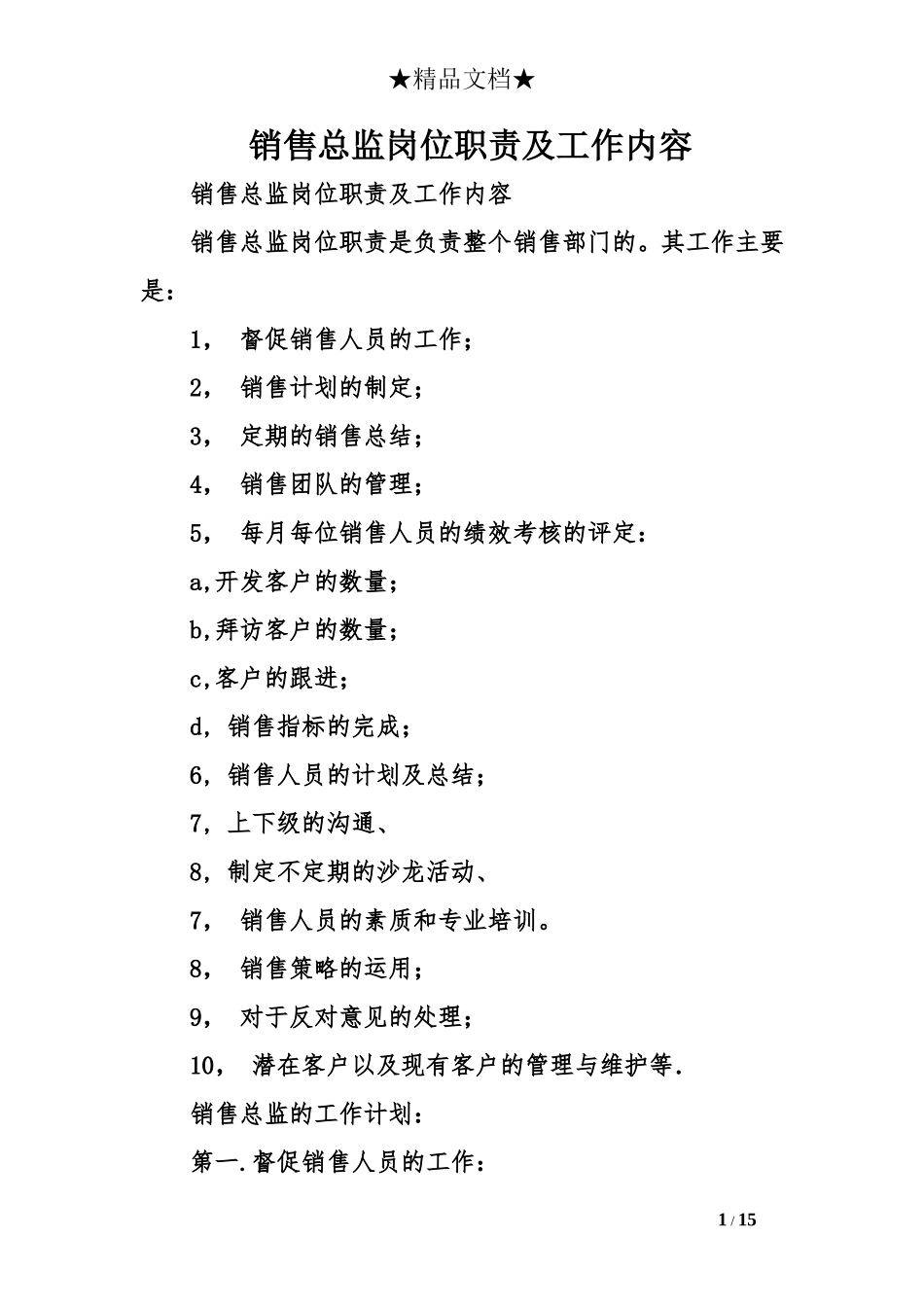 销售总监岗位职责及工作内容_第1页