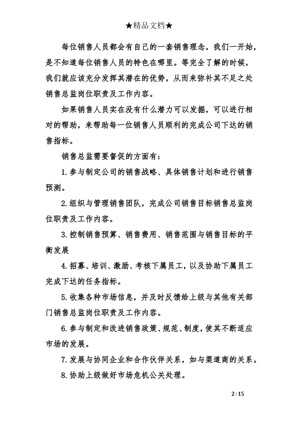 销售总监岗位职责及工作内容_第2页