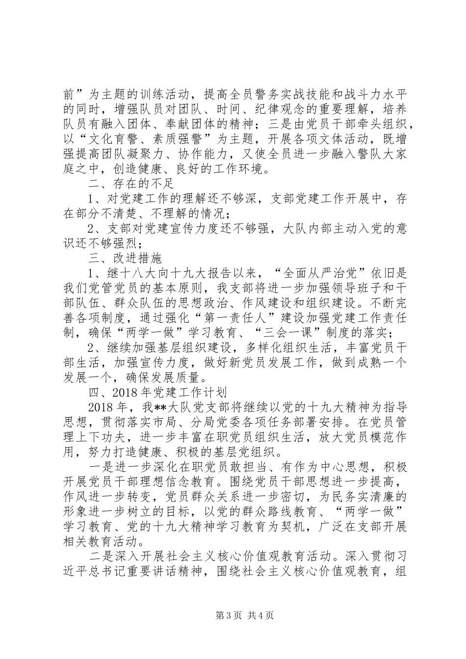 XX大队党支部党建工作总结暨XX年工作计划 _第3页