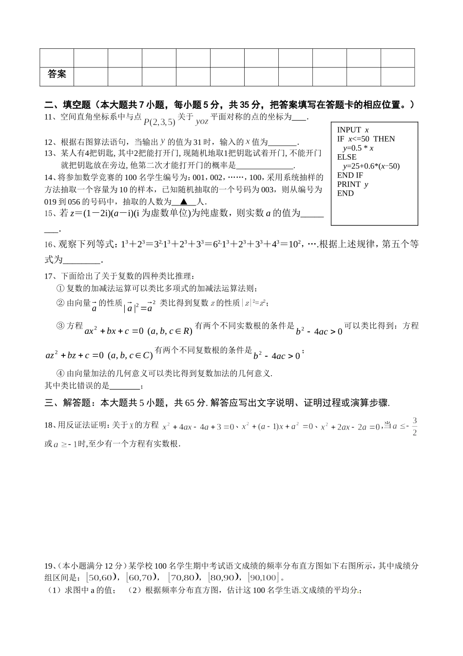 老河口市高级中学高二年级理科11月测试题(3)_第2页