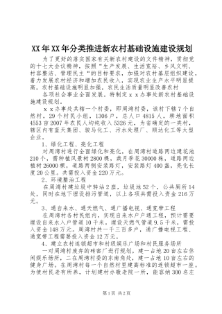 XX年XX年分类推进新农村基础设施建设规划 
