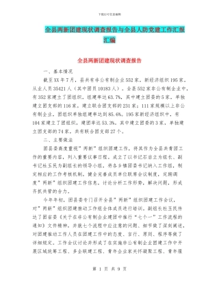 全县两新团建现状调查报告与全县人防党建工作汇报汇编