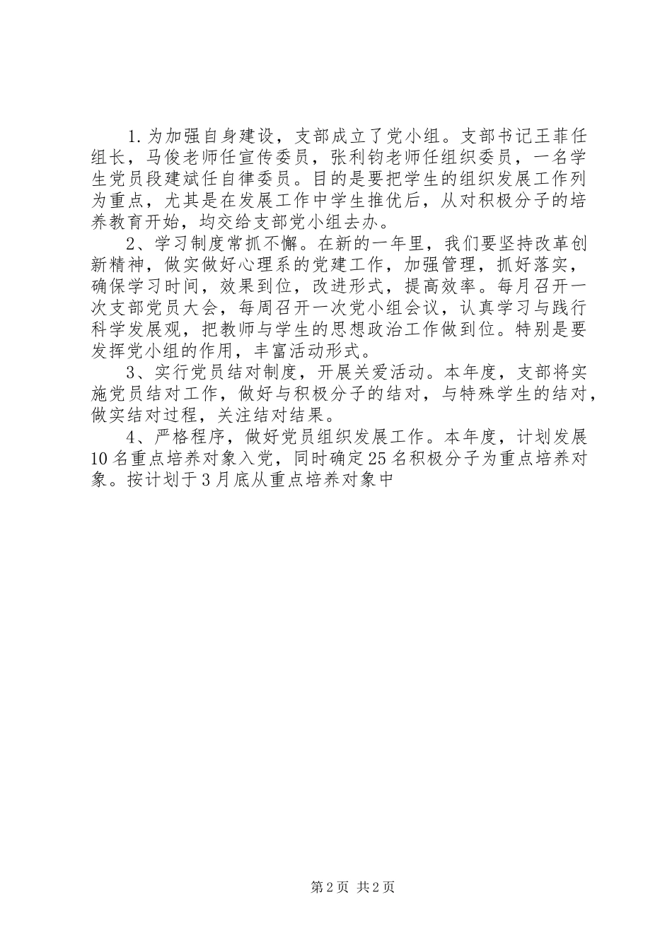 党支部工作计划 _第2页