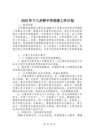 20XX年下八步桥中学团委工作计划 (3)