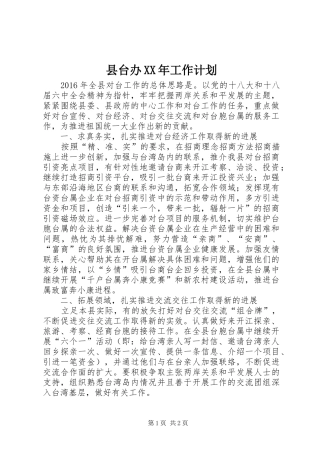 县台办XX年工作计划 