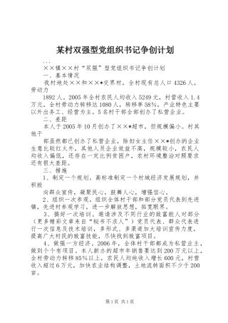某村双强型党组织书记争创计划 