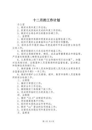 十二月的工作计划 
