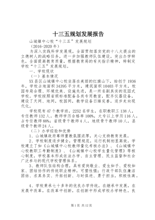 十三五规划发展报告 