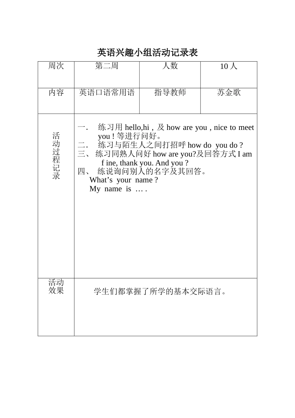 英语活动小组活动记录表_第2页