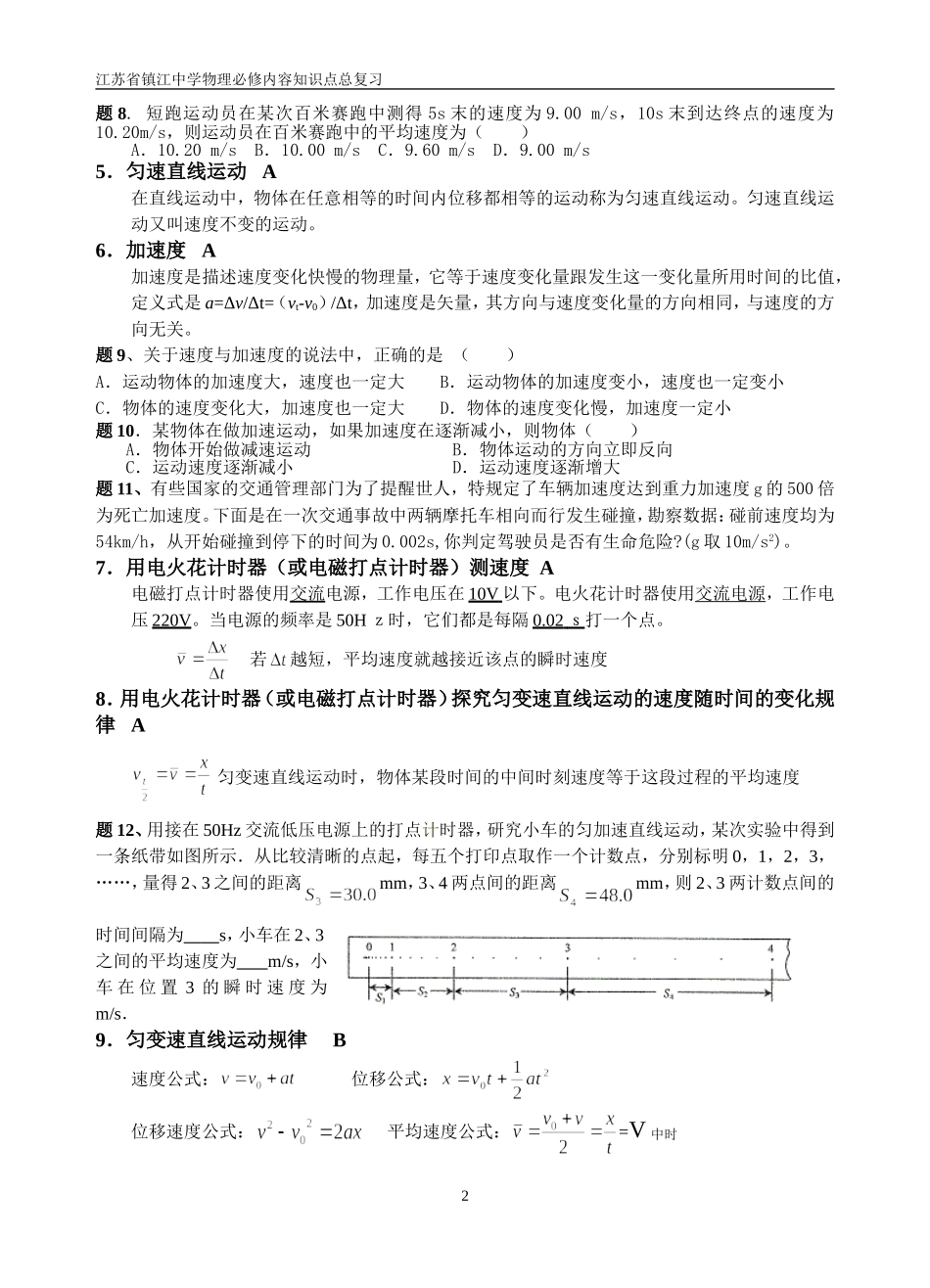 江苏省镇江中学物理学业水平测试考前必读必做_第2页