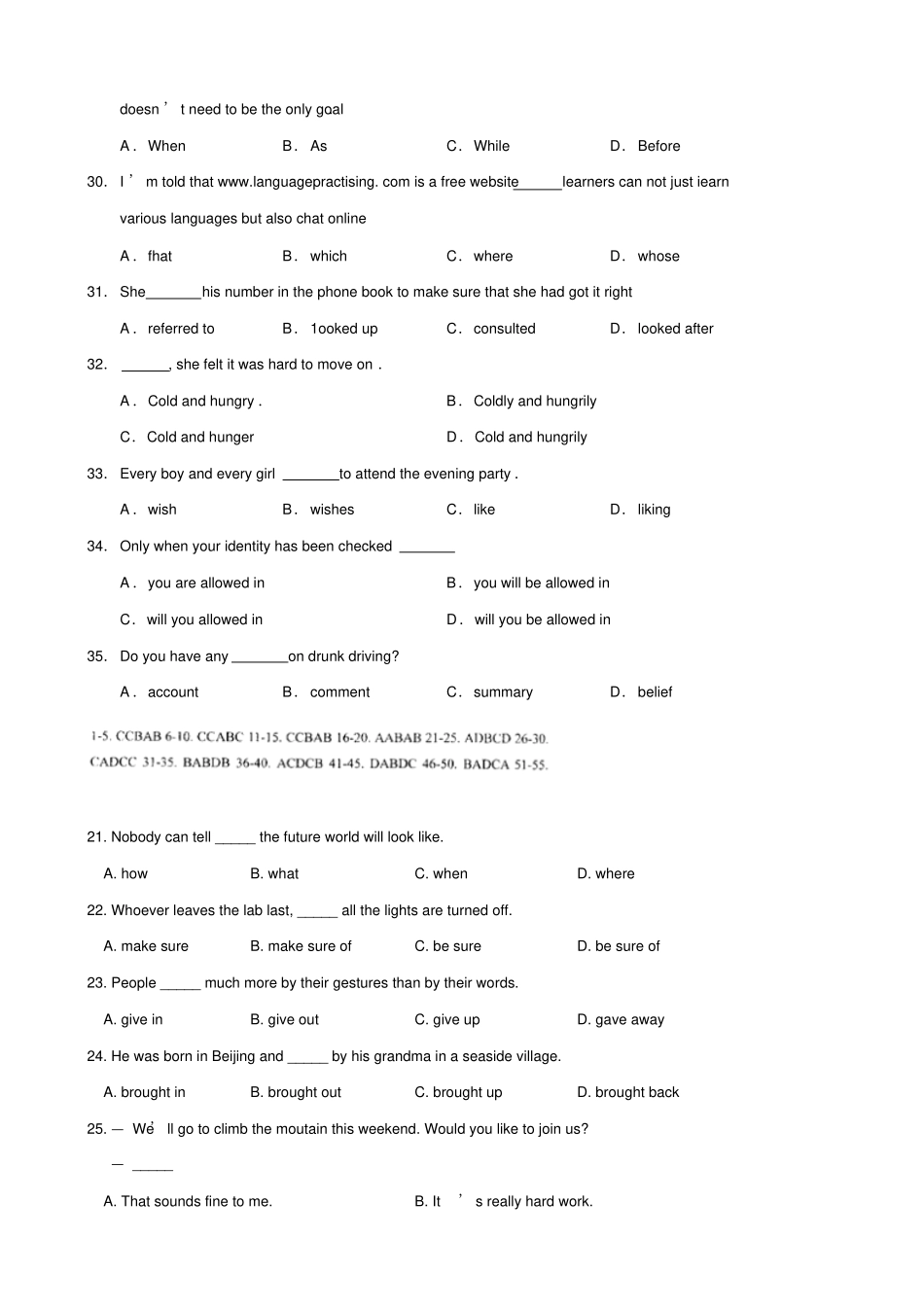 人教版高中英语必修二高一下学期期末复习检测单项填空英语_第2页