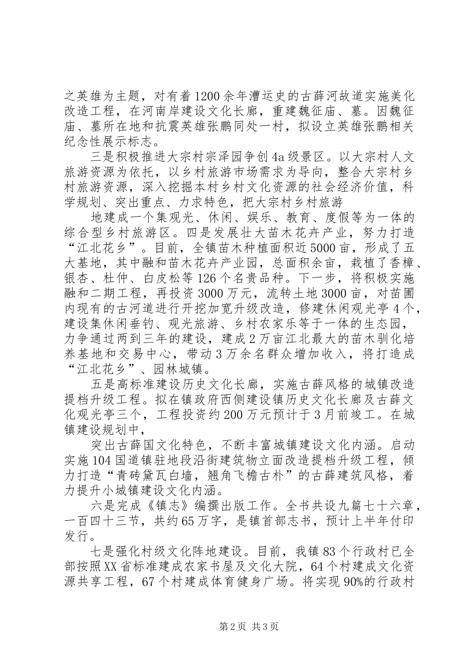 镇文化名镇建设规划汇报材料 _第2页