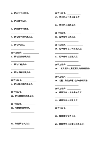 高一化学方程式考试2009112