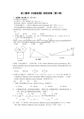 初二数学培优班试卷（第3周）