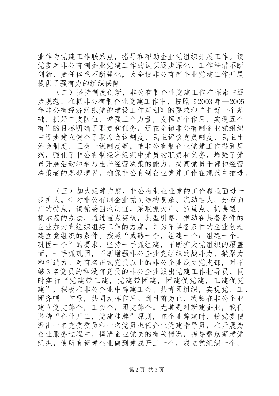 镇非公经济组织党的建设工作规划自查报告 _第2页