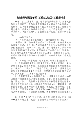 城市管理局年终工作总结及工作计划 